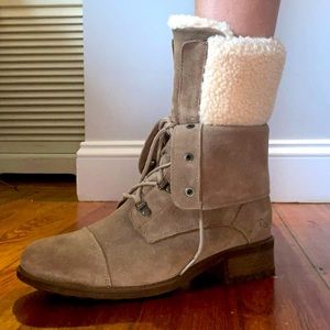UGG Gradin Chestnut Burnished Suede Lace Up Winter Boots size 9